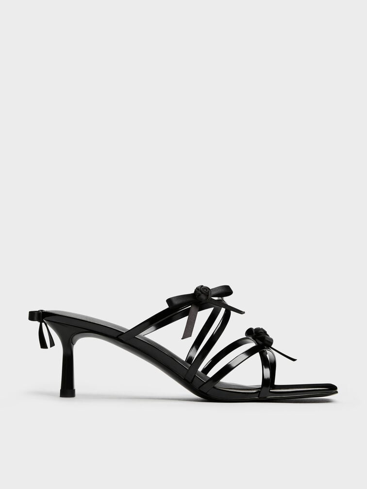 Kelis Rose-Bow Strappy Heeled Mules, Black Box, hi-res