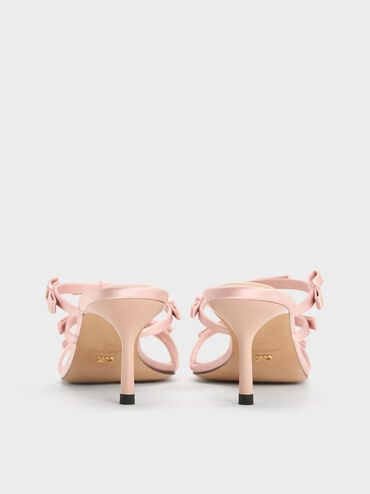 Jessy Recycled Polyester Bow Heeled Sandals, Pink, hi-res
