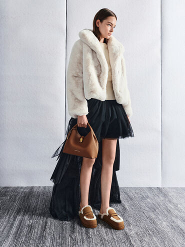 Chance Recycled Leather Turn-Lock Bucket Bag, Chocolate, hi-res