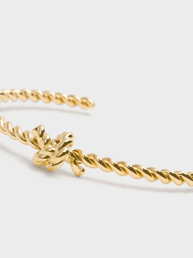 Sable Rope-Knot Cuff Bangle, Gold, hi-res