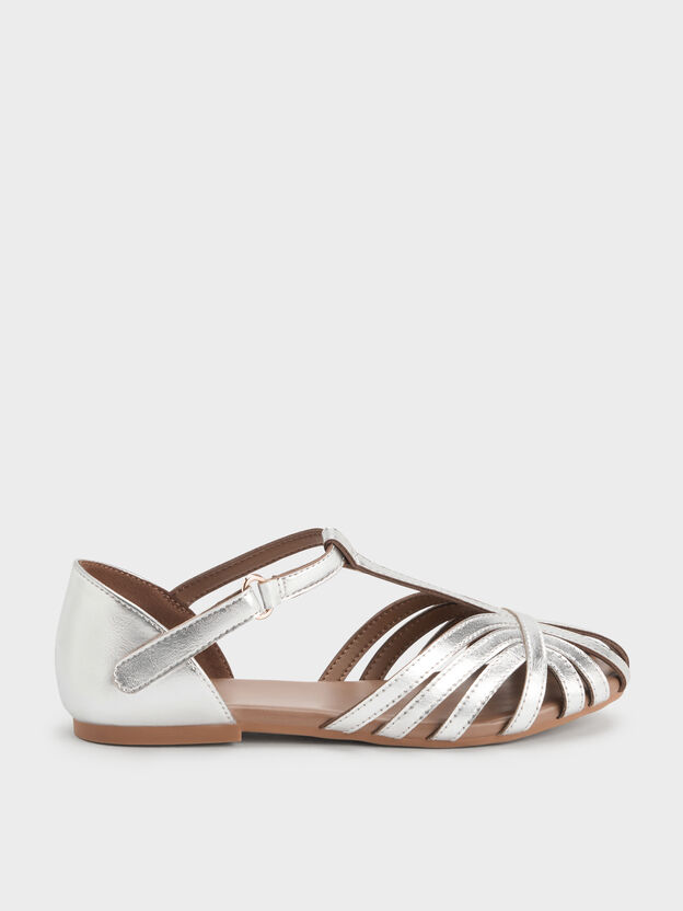 Girls' T-Bar Mary Janes, Silver, hi-res