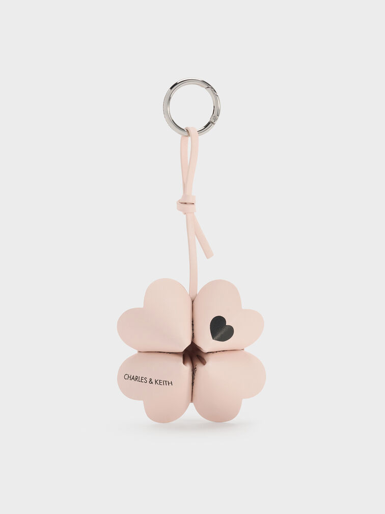 Four-Leaf Clover Heart Charm, Powder Pink, hi-res