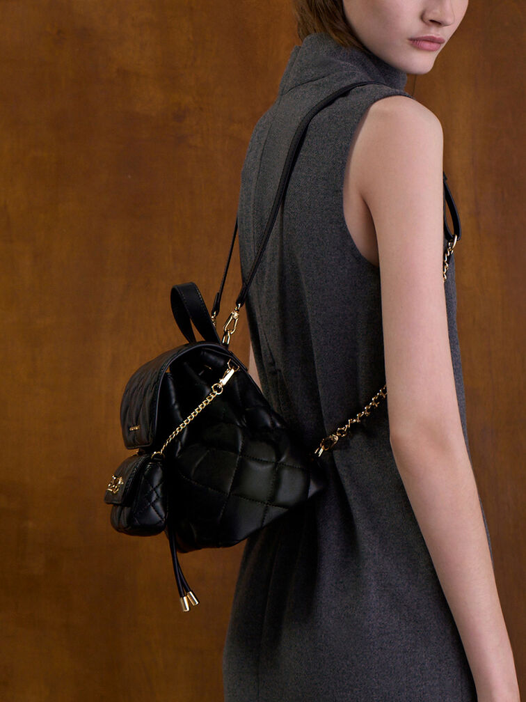 Aubrielle Quilted Backpack, Black, hi-res