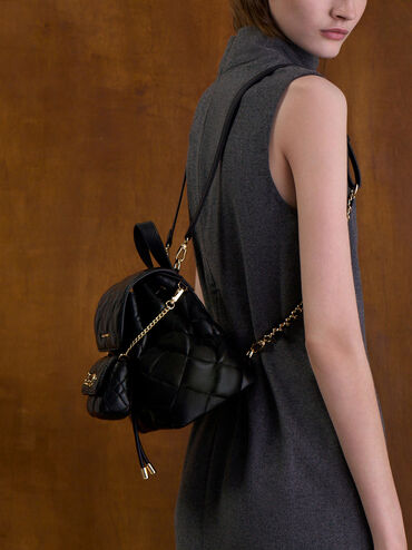 Aubrielle Quilted Backpack, Black, hi-res