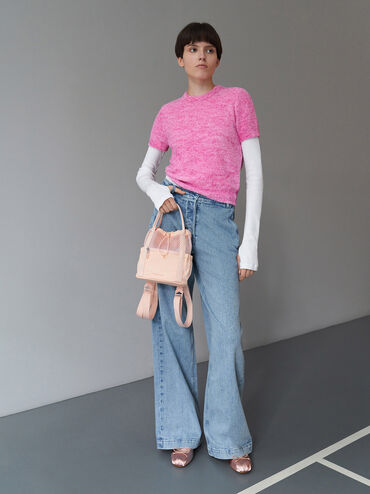 Terra Mesh & Nylon Multi-Way Bag, Light Pink, hi-res