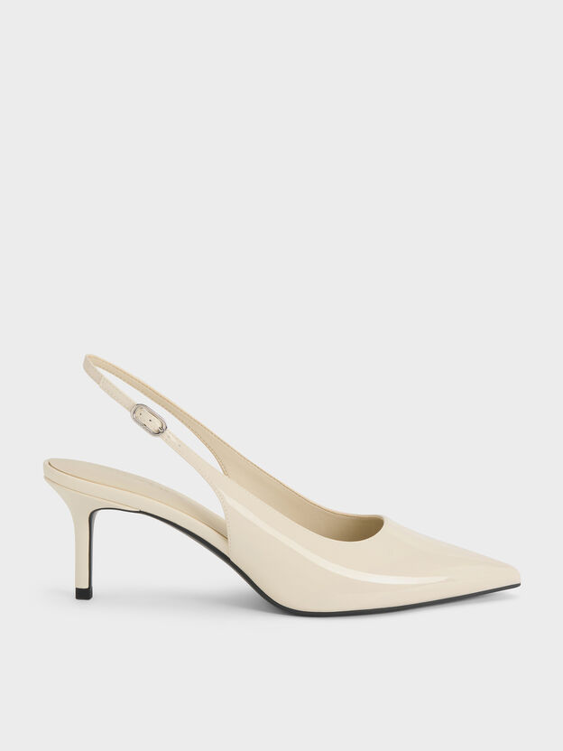 Kaia Patent Slingback Pumps, Chalk, hi-res