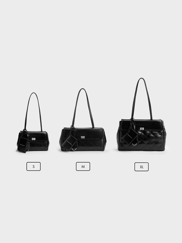 XL Apfra Quilted Tote Bag, Noir, hi-res