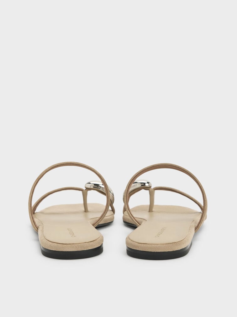 Raina Faux Suede Toe-Ring Sandals, Taupe, hi-res