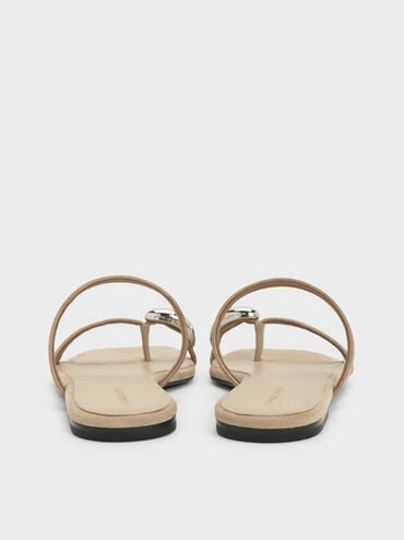 Raina Faux Suede Toe-Ring Sandals, Taupe, hi-res