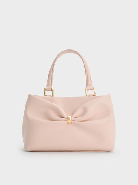 Halsey Ruched Top Handle Bag, Soft Pink, hi-res