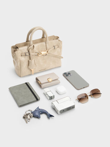 Mini Delfina Belted Tote Bag, Sand, hi-res
