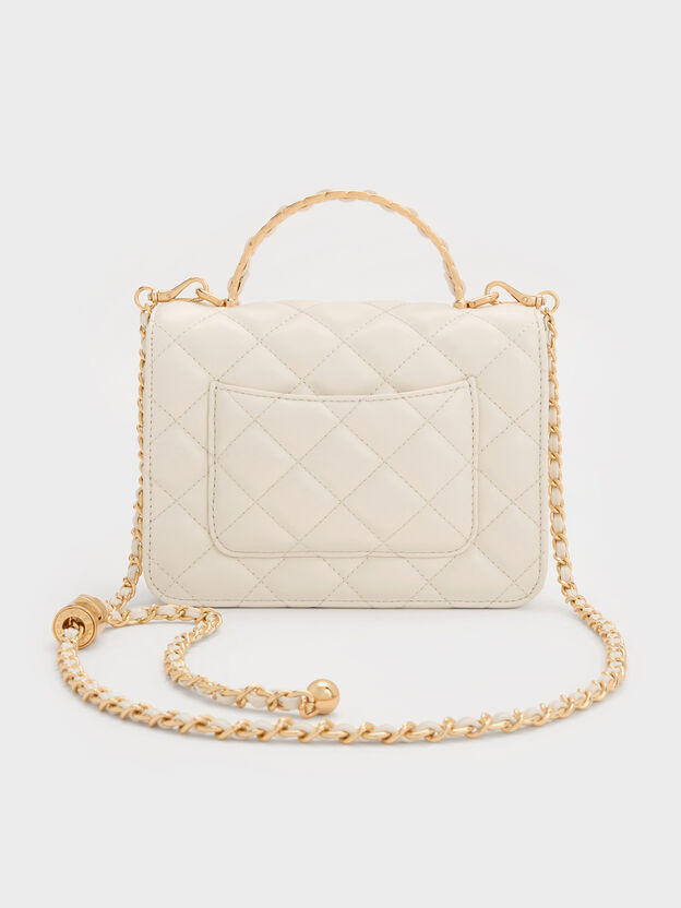 Cressida Quilted Top Handle Bag, Cream, hi-res