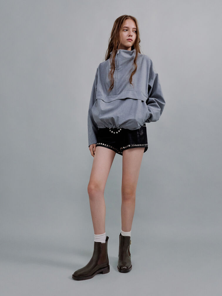 Lando Metallic-Buckle Chelsea Boots, Dark Brown, hi-res