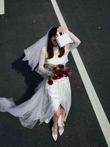 Tayari Embroidered-Mesh Slingback Pumps, White, hi-res