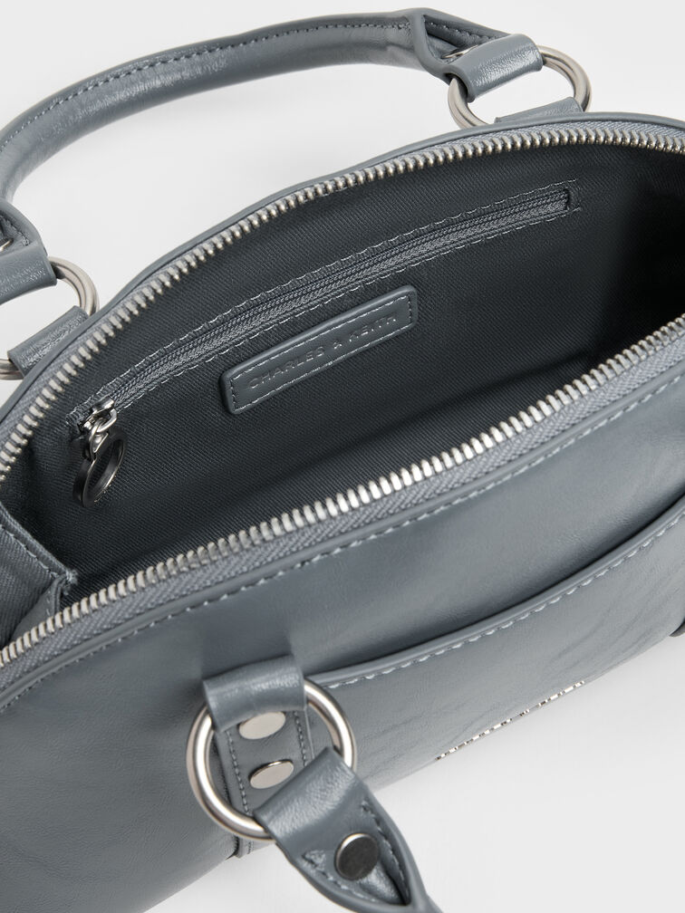 Tatiana Studded Bowling Bag, Smoky Blue, hi-res