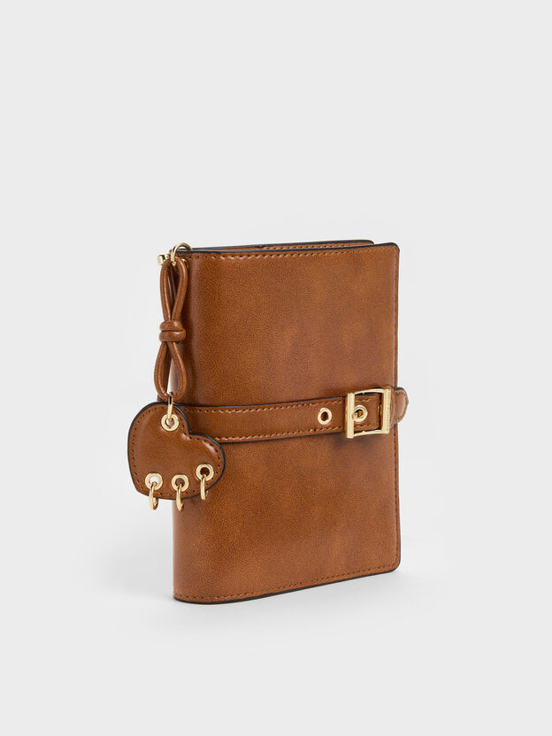 Rey Heart Belted Passport Holder, Distressed Tan, hi-res