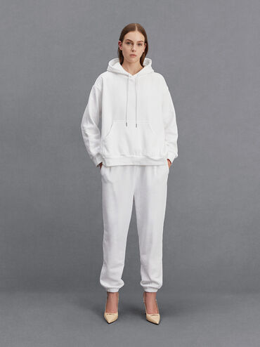 Leather Pointed-Toe Slingback Pumps, Beige, hi-res