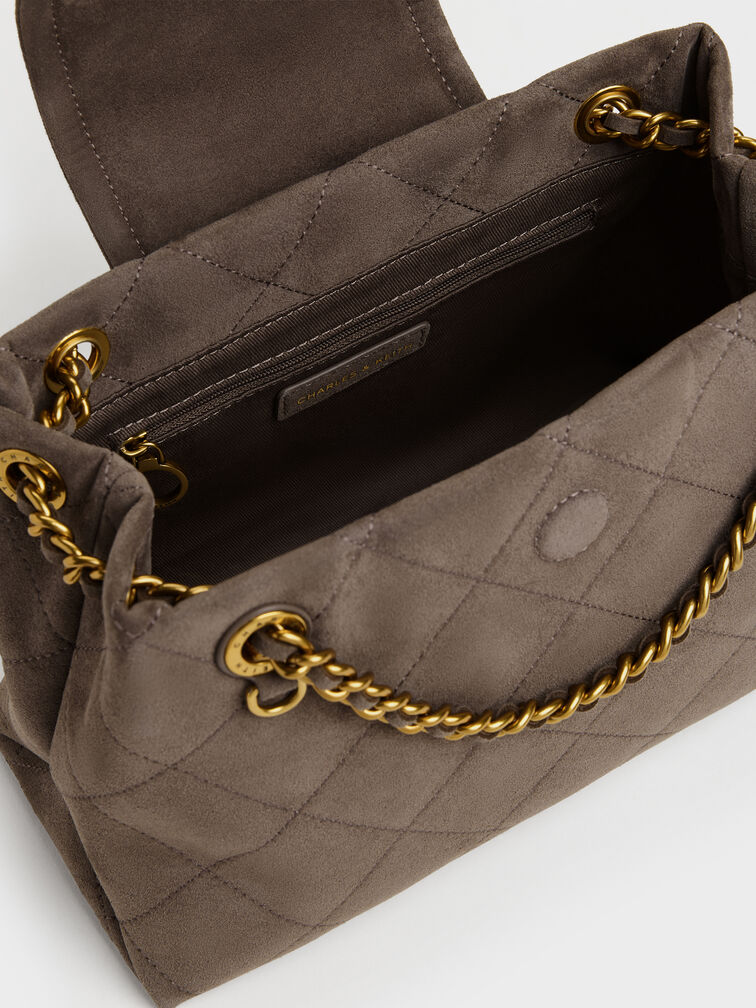 Apfra Quilted Shoulder Bag, Stone Grey, hi-res