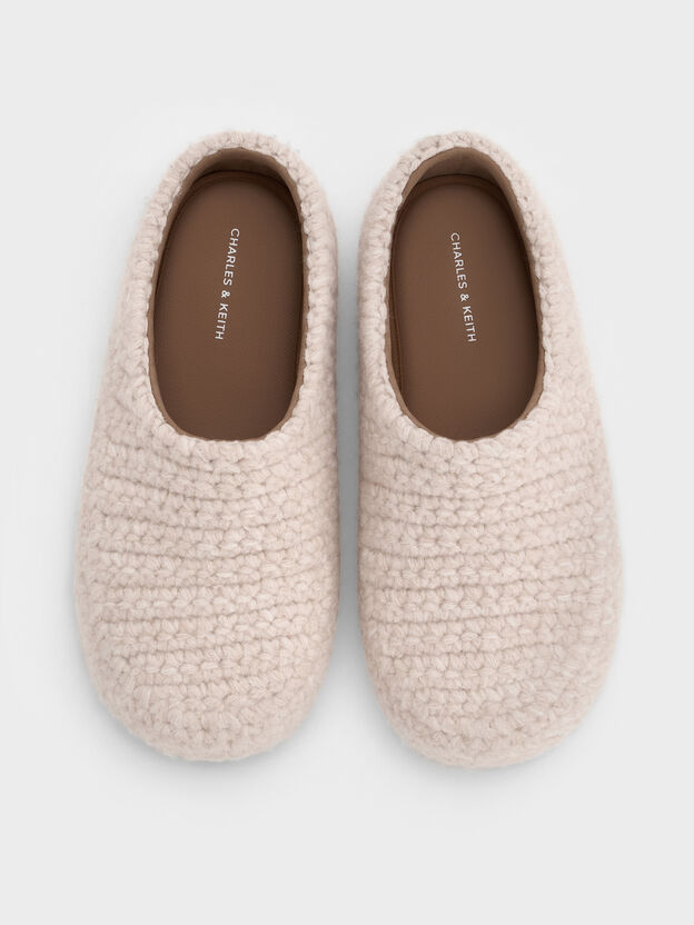 Crochet Flat Mules, Chalk, hi-res
