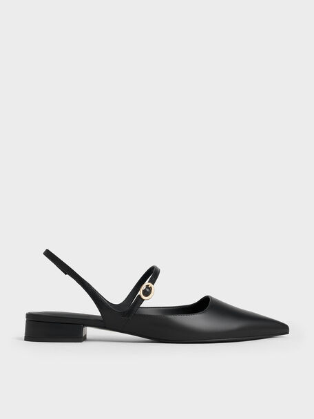 Roxane Slingback Mary Jane Flats, Black, hi-res
