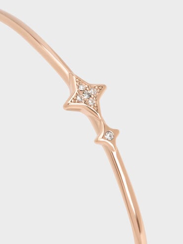 Everest Crystal Star Bangle, Rose Gold, hi-res