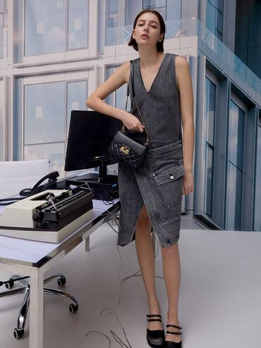 Alva Quilted Top Handle Bag, Black, hi-res