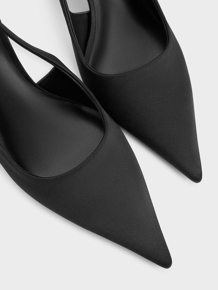 Brantley Bow Slingback Pumps, Black Textured, hi-res