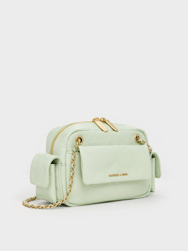 Duo Quilted Crossbody Bag, Mint Green, hi-res