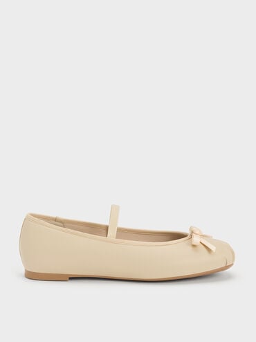 Kelis Rose-Bow Mary Jane Flats, Beige, hi-res