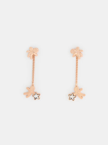 Athalia Gingerbread-Fairy Crystal-Star Drop Earrings, Rose Gold, hi-res