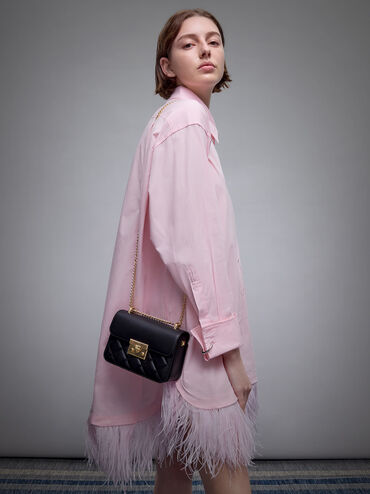 Alva Quilted Chain-Handle Bag, Black, hi-res