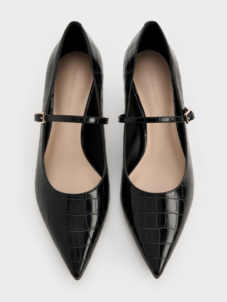 Luciana Croc-Effect Mary Jane Pumps, Animal Print Black, hi-res