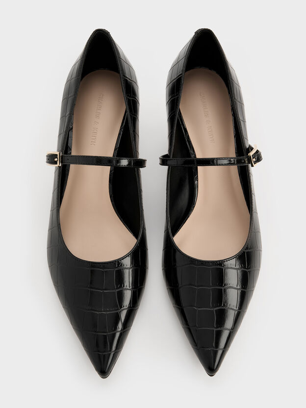 Luciana Croc-Effect Mary Jane Pumps, Animal Print Black, hi-res