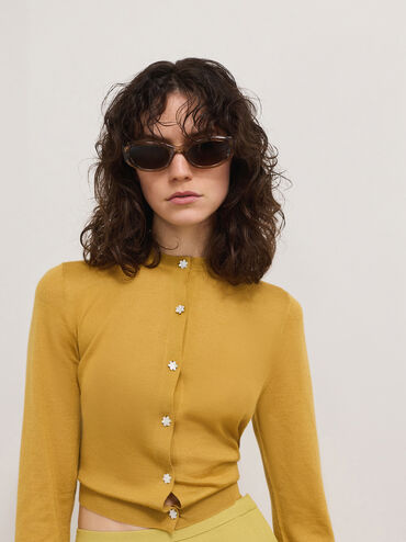 Birdie Recycled Acetate Sunglasses, Chestnut Brown, hi-res