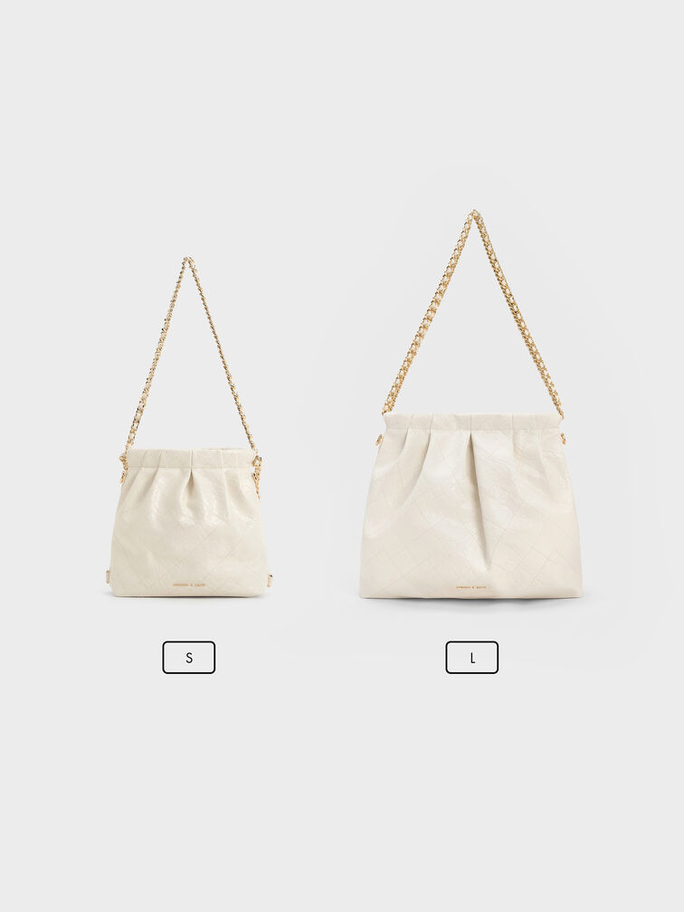Duo Double Chain Hobo Bag, Cream, hi-res