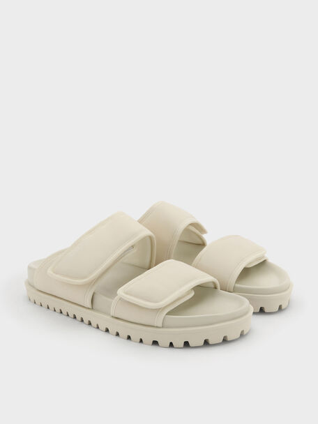 Nylon Double-Strap Flatform Sandals, Chalk, hi-res