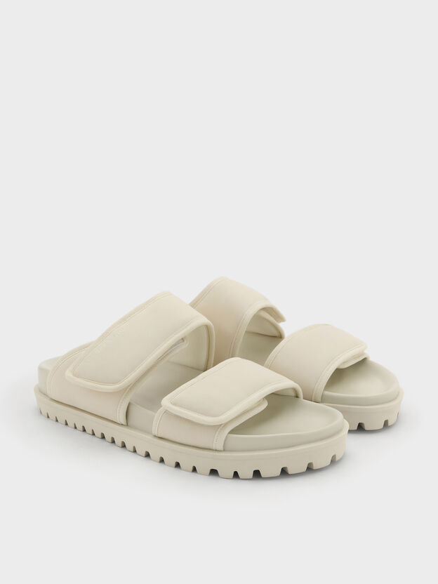 Nylon Double-Strap Flatform Sandals, Chalk, hi-res