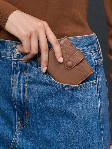 Bliss Snap Button Card Holder, Chocolate, hi-res