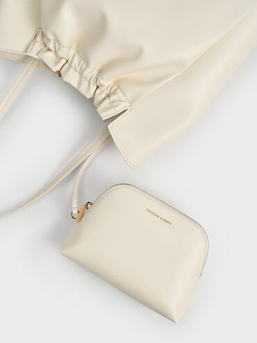 Brigette Ruched Tote Bag, Cream, hi-res