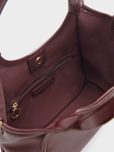 Mini Sianna Crinkle-Effect Slouchy Tote Bag, Wineberry Red, hi-res