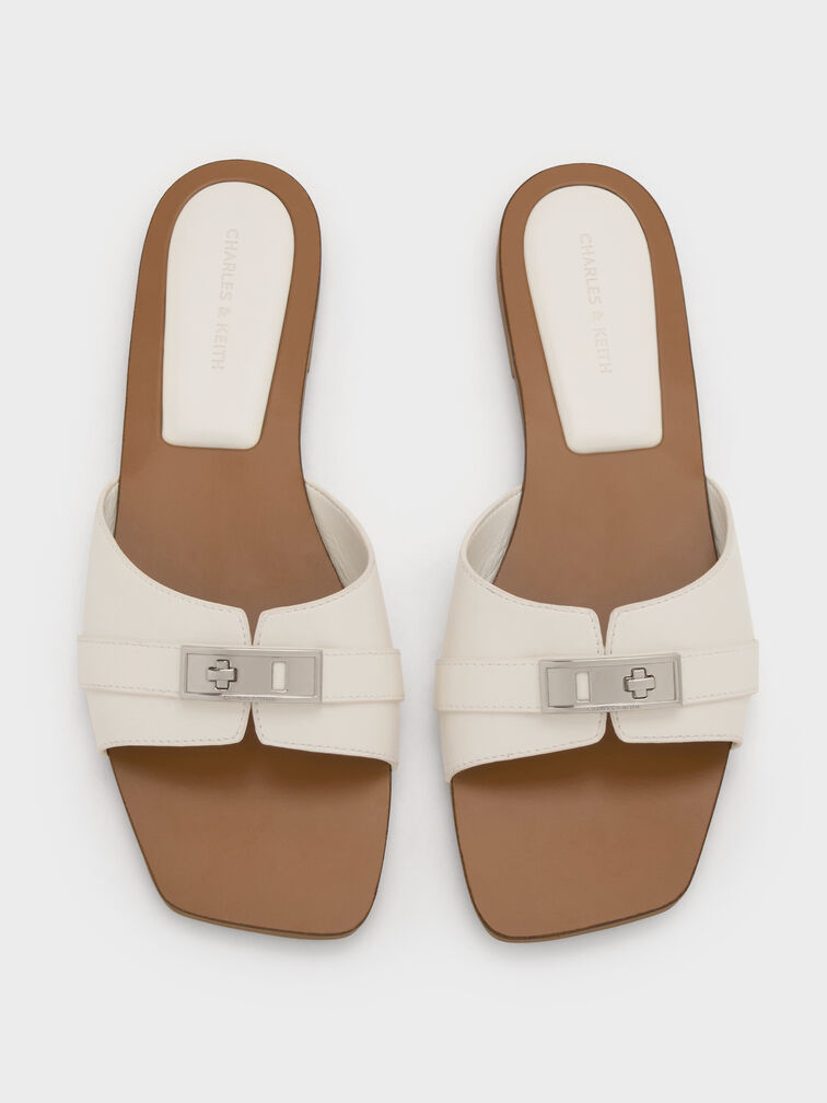Lando Belted Slide Sandals, Chalk, hi-res