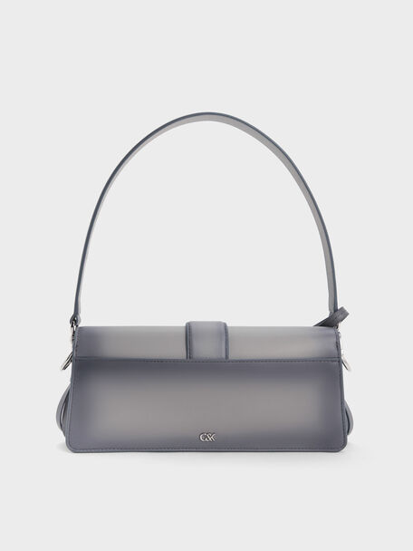 Gabine Leather Burnished Shoulder Bag, Grey, hi-res