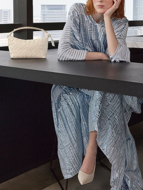 Ivette Woven Shoulder Bag, Cream, hi-res