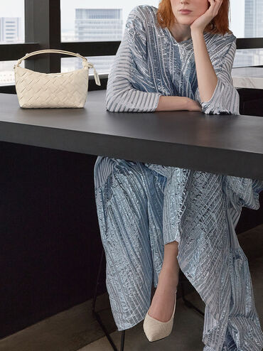 Ivette Woven Shoulder Bag, Cream, hi-res