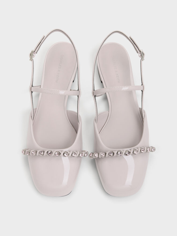 Patent Crystal Mary Jane Slingback Flats, Lilac, hi-res