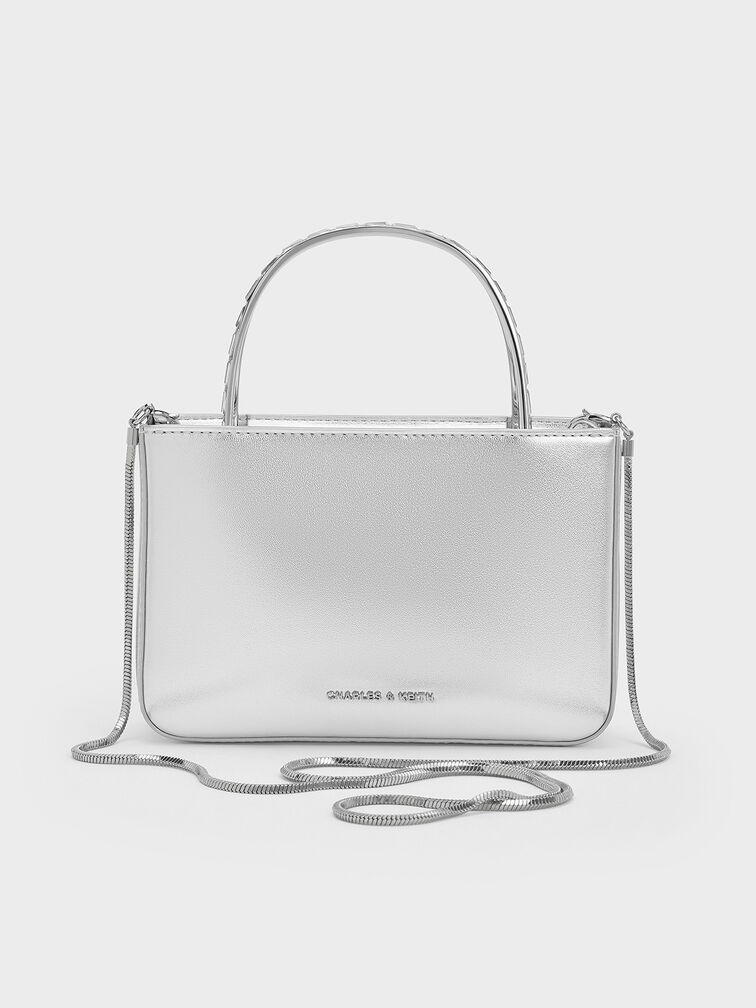 Jennis Crystal Top Handle Bag, Dusk Silver, hi-res