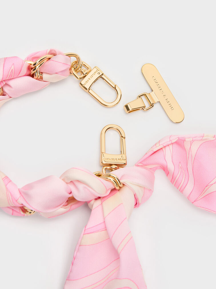 Swirl-Scarf Chain Bag Strap, Pink, hi-res