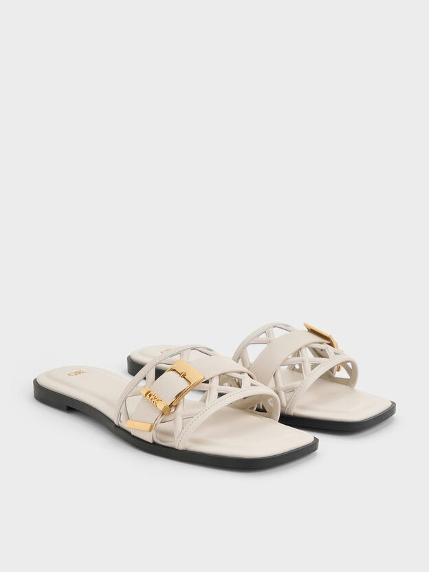 Whitney Leather Cut-Out Slide Sandals, Chalk, hi-res