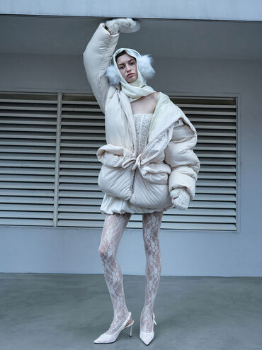 Tayari Embroidered-Mesh Slingback Pumps, White, hi-res