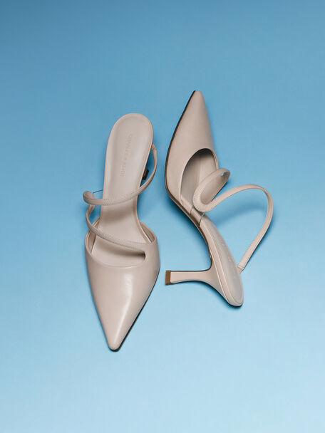 Arden Pointed Wavy Heeled Mules, Light Pink, hi-res